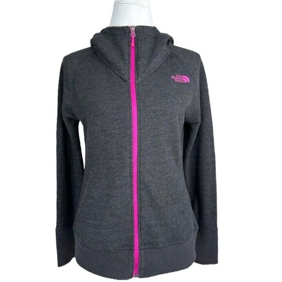 The North Face Women’s Dark Gray Full Zip Hooded French Terry Track Jacket M/C37 - Picture 1 of 14